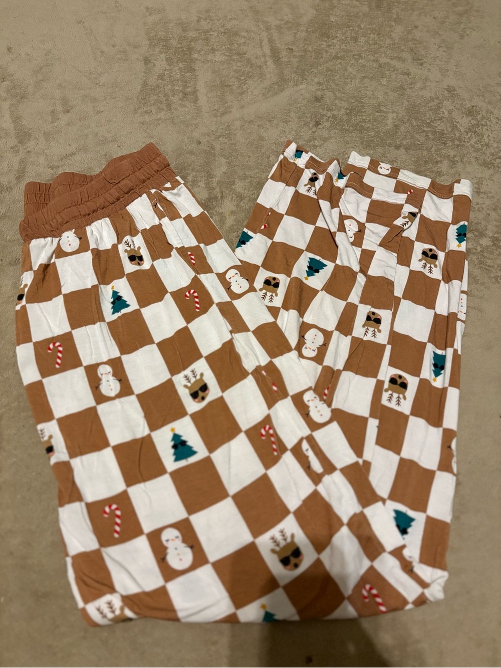 Little sleepies unisex Brown & White Check Holiday Pajama Pants